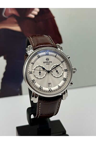 Hislon Classic Brown Leather Strap Wristwatch 5 Atm Waterproof 3 Years Warranty