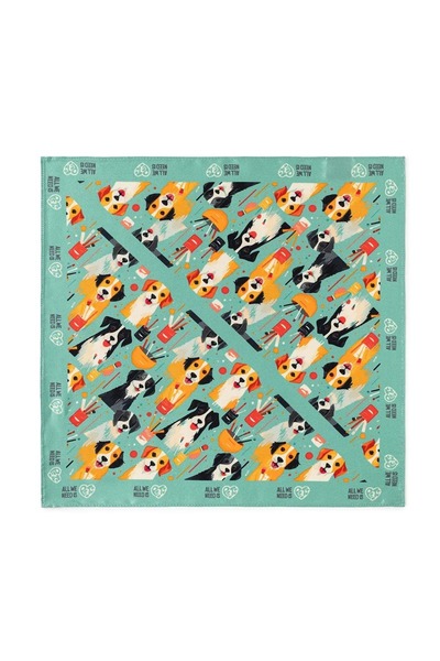 All We Need Is Pets Painting Dogs Light Green Silk Bandana for Dogs and Pet L...