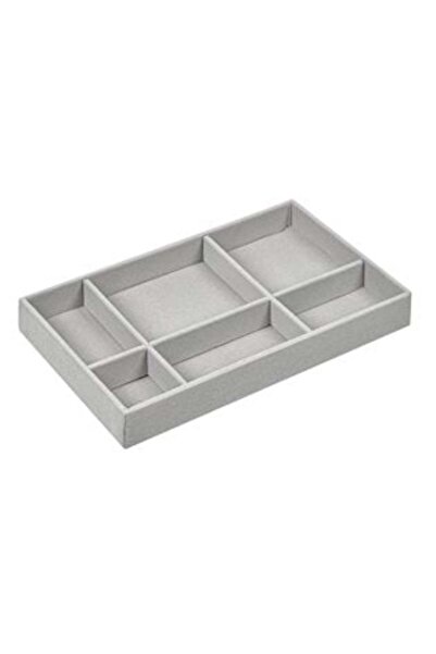 Silver Star Grey Suede 6 Compartment Jewelry Organizer Stand 21x12.5cm