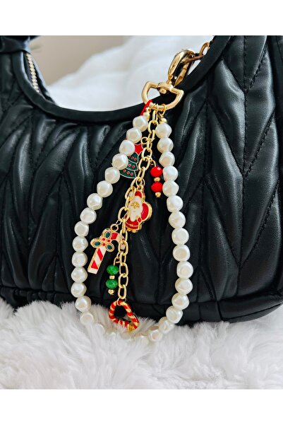 RM Bijuteri Christmas Themed Heart Pearl Bag Charm + Keychain