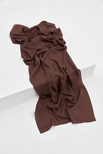 Nihan Jakar Pamuk Lyocell Şal Koyu Kahve