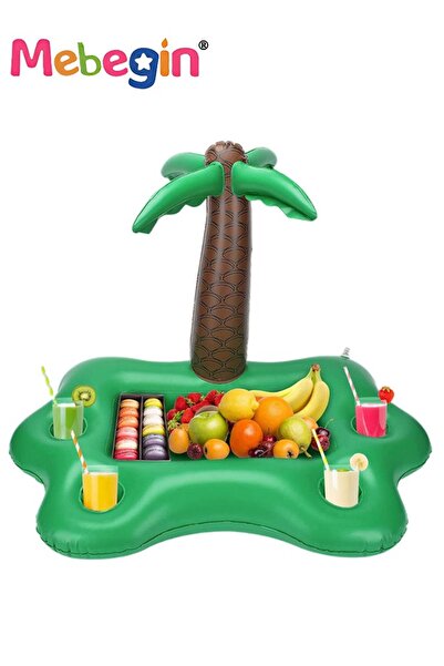 MEBEGIN حامل مشروبات قابل للنفخ 95*55*55 سم، عوامات مشروبات على شكل شجرة جوز الهند لحمام السباحة، عوامات مشروبات حمام السباحة مع
