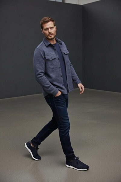 Sarar Інтерв'ю з ґудзиками, подвійними кишенями, тонким плетінням, темно-синім - синім трикотажним кардиганом