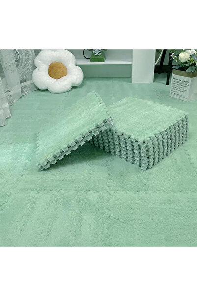 PROCART Fluffy puzzle mat, 61.5x61.5x1.7 cm, EVA foam, set of 2 pieces Mint green