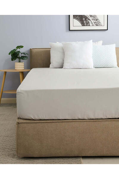 REDTAG Grey Cotton Fitted Sheet (Double Size)