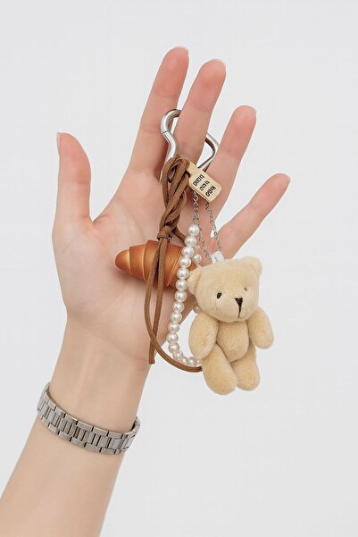 Çantacımstore Αξεσουάρ για τσάντα Καφέ κρουασάν-αρκουδάκι