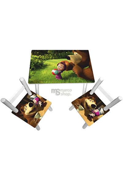 Marcoshop Masă pentru copii cu 2 scaune - Masha și Ursul