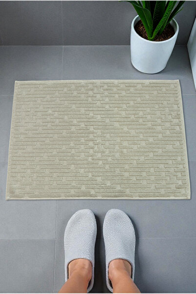 ihvan online Brick Patterned 2-Piece Foot Towel - 50X70 cm - Water Absorbent Bath Mat Set - Green