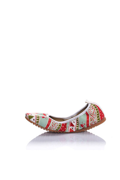 Streetfly Christmas Themed Printed Colorful Foldable Women's Ballerinas