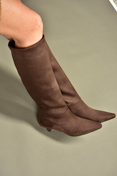 Fox Shoes V404012302 Brown Suede Short Heeled Women's Boots