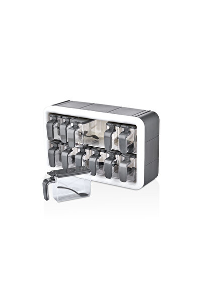 Morena Premium 12-Piece Spice Set with Spoons – Transparent Crystal Look, Odor-Free, with Lid and Stand