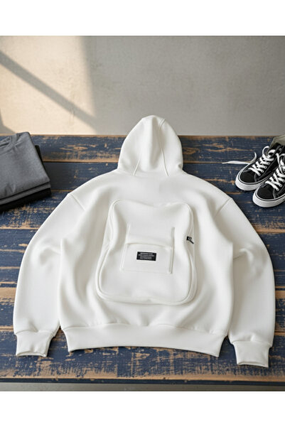 Touz Moda Bag Detail Streetwear Hooded Cardigan