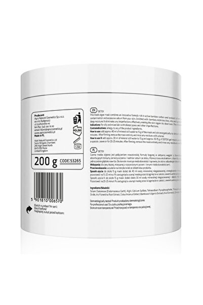 Apis Natural Cosmetics Detoxifying alginate mask with activated carbon and ionized silver, 200 g