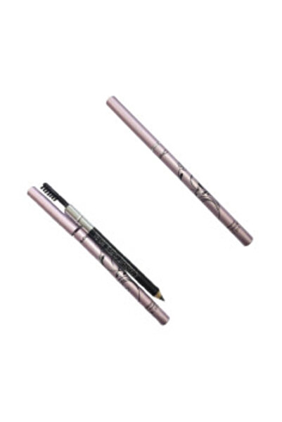 Total Pro Beauty Black Waterproof Eyebrow Pencil with Brush and Lilac Metal Case