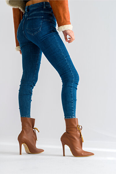 AYAKKABI PRENSİ Δαντέλα Elba με λεπτομέρεια σε καφέ ματ χρώμα