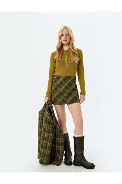 Koton Long Sleeve Buttoned Knitwear Polo Neck Sweater