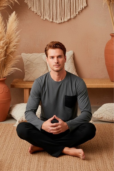 LİLA İÇ GİYİM Men's Interlock Winter Pajama Set