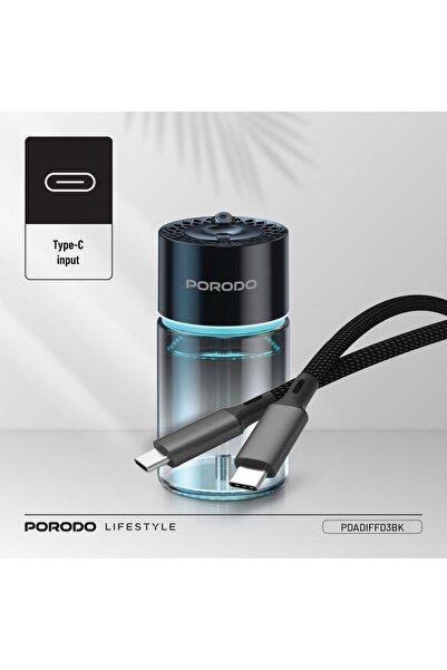 porodo Valencia Smart Aroma Diffuser with Ambient Lighting, 120mL, 300mAh - Black