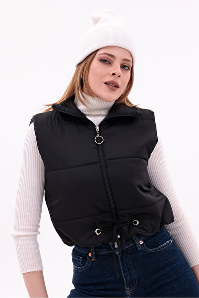 SKYMOOD Milano Women's Stand-Up Collar Puffer Crop, Stand-Up Collar Puffer, Z...