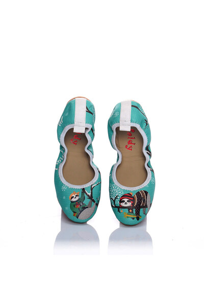 Streetfly Christmas Themed Printed Colorful Foldable Women's Ballerinas