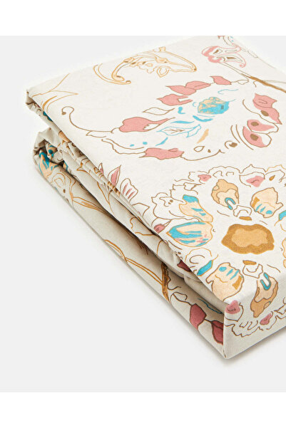 REDTAG Beige Printed Fitted Sheet (Double Size)