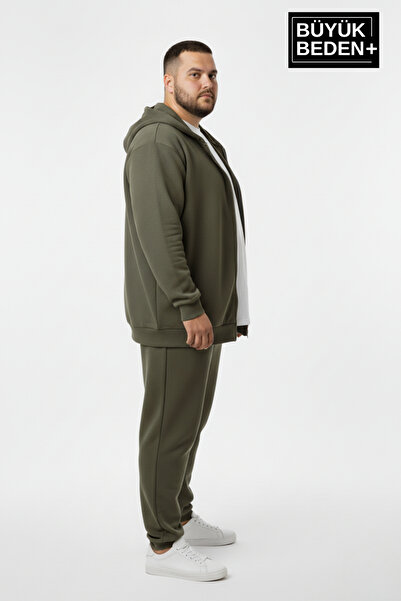 Superlife Men's Plus Size Zippered Hooded Sweatshirt Cardigan - Comfortable Fit Spr26Bhr960