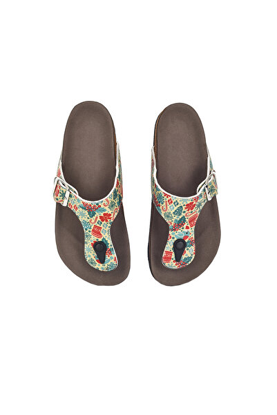 Streetfly New Year Themed Printed Colorful Women's Slippers