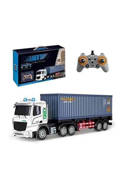 SCOWETTO 1:12 Ölçek Uzaktan Kumandalı Işıklı Tır ve Konteyner Römork – Şarjlı...