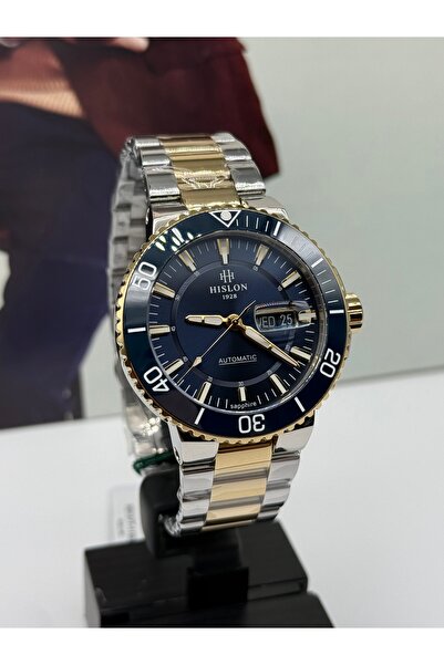 Hislon Yellow Navy Blue Steel Sports Automatic Men's Watch 10 Atm Waterproof 3 Years Warranty