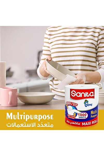 Sanita Gipsy Maxi Roll 1000 Sheets 1 pc Absorbent Multi-Purpose Paper Roll for Home & Commercial Use