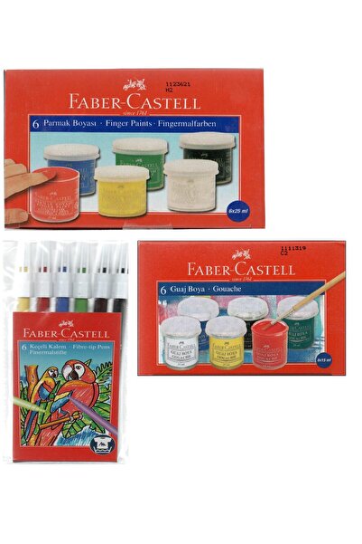 Faber Castell Faber-Castell Parmak Boya + Guaj Boya + 6'lı Keçeli Kalem