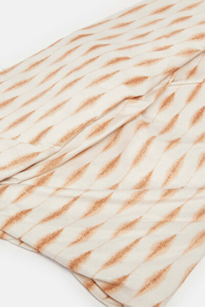 REDTAG Beige Geometric Printed Fitted Sheet (Double Size)