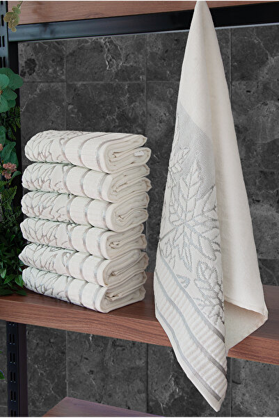 ihvan online طقم مناشف يد ووجه من القطن المخملي من سينار جاكار مكون من 6 قطع 50x90 سم - 04557 - فضي