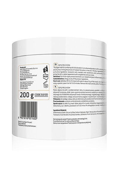 Apis Natural Cosmetics Depigmenting alginate mask Depiq Pro System with 1% arbutin and 1% radiance complex, 200 g