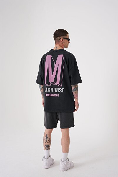 Machinist Ανδρικό μπλουζάκι One Nine87 με τύπωμα Washable oversized Asp-Pink