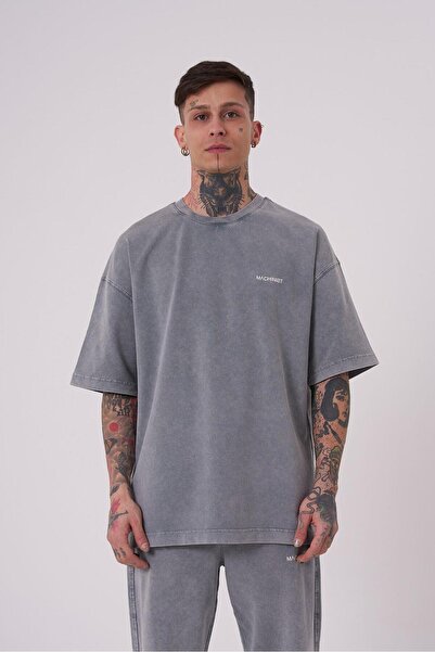 Machinist Ανδρικό μπλουζάκι Washing Luxury oversized Γκρι