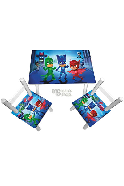 Marcoshop Masă pentru copii cu 2 scaune - PJ Masks (Eroi in Pijama)