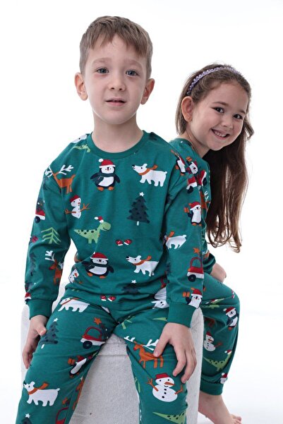 YEDKİDS New Year Themed 100% Cotton Children's Pajama Set