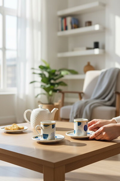 CASTEL Porselen 4 Parça 2'li Kahve Fincan Takımı 100 MI