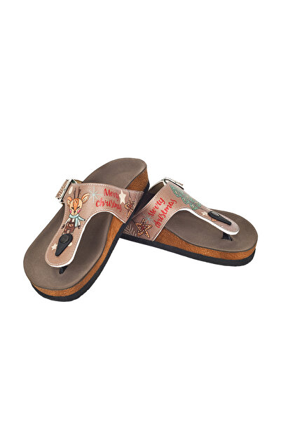 Streetfly Γυναικείες παντόφλες με θέμα την Πρωτοχρονιά με τύπωμα σε χρώματα