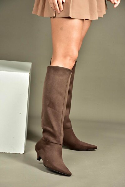 Fox Shoes V404012302 Brown Suede Short Heeled Women's Boots