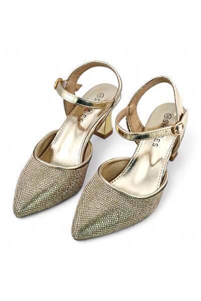 Sunrise Pearl Embellishment Close Toe Ankle Strap Heel