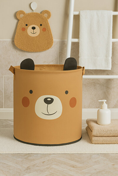 HomyJRs Bear Design Netless Baby Kids Room Organizer Storage Box Toy Dirty Basket 37X40