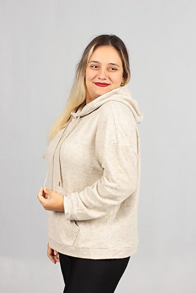 Truva XXL Women's Yumoş Plush Hooded Sweatshirt Oversized Winter Teddy Hoodie