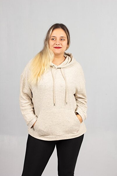 Truva XXL Women's Yumoş Plush Hooded Sweatshirt Oversized Winter Teddy Hoodie