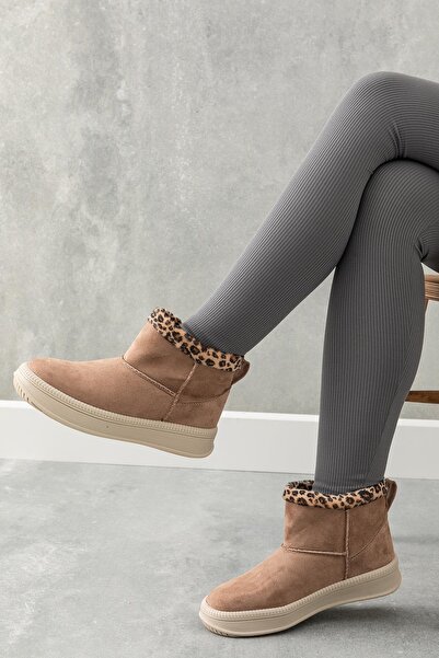 Golder Γυναικείες χειμερινές μπότες με αντιολισθητική σόλα από μάλλινη επένδυση από βιζόν λεοπάρ