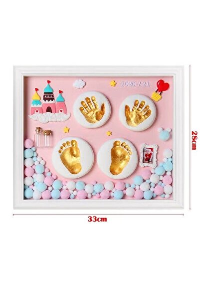NKX مجموعة بصمة يد وقدم الطفل التذكارية - صندوق هدايا بإطار صورة تذكاري من زغ...