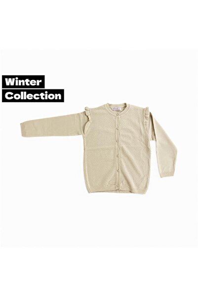 Gocoland Buttoned Cardigan with Small Ruffle Detail on the Shoulder