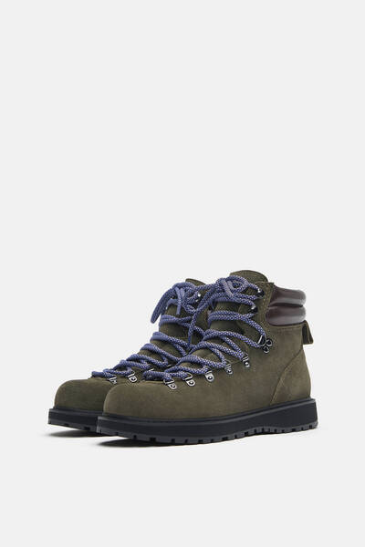 Pull & Bear Bağcıklı deri dağcı botu