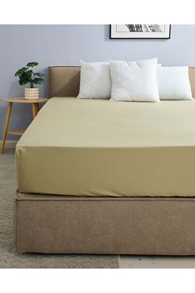 REDTAG Green Cotton Fitted Sheet (Double Size)